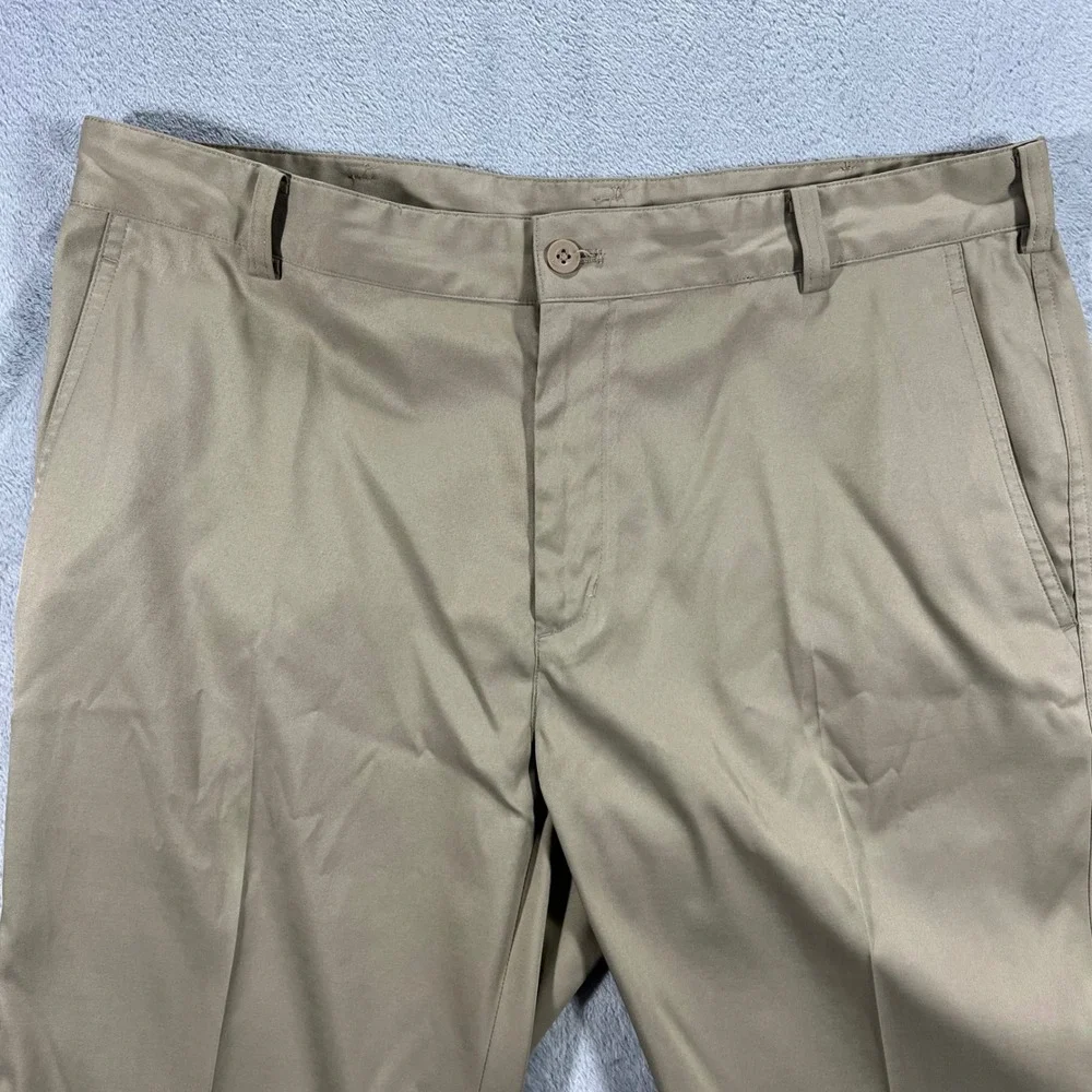 NIKE Golf Pants Mens 34x32 Khaki Good Dri-FIT Flat Front Trousers 472532-235 - Picture 3 of 16